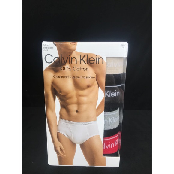 Calvin Klein Men's Briefs 5-Pack Classic Fit Cotton Black 2XL New - Picture 1 of 7